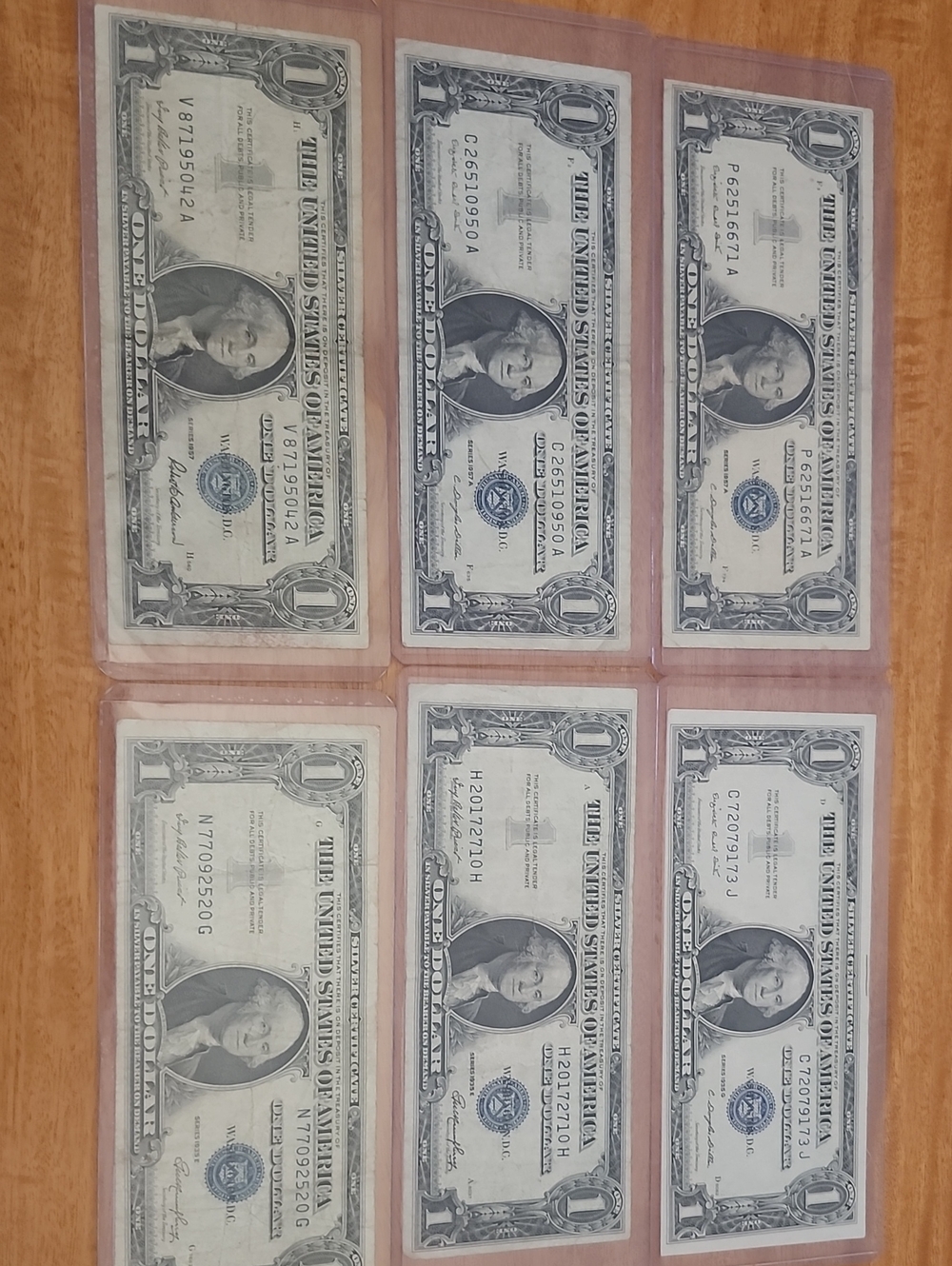 6 - One Dollar Silver Certificates 1935 & 1957